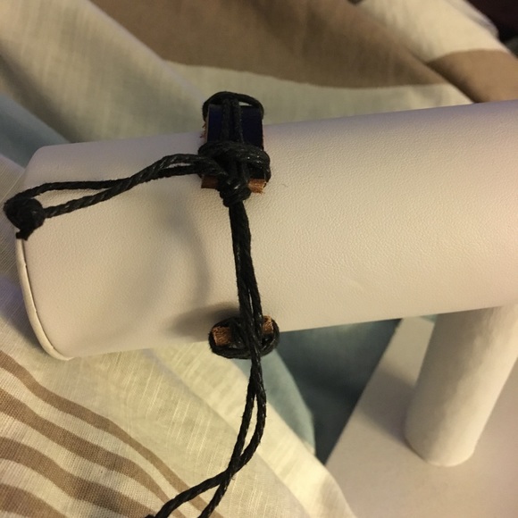 Black Leather Hand Bracelet - Picture 2 of 3